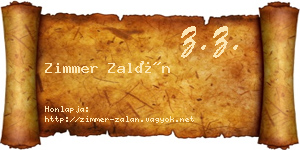 Zimmer Zalán névjegykártya
