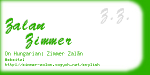 zalan zimmer business card